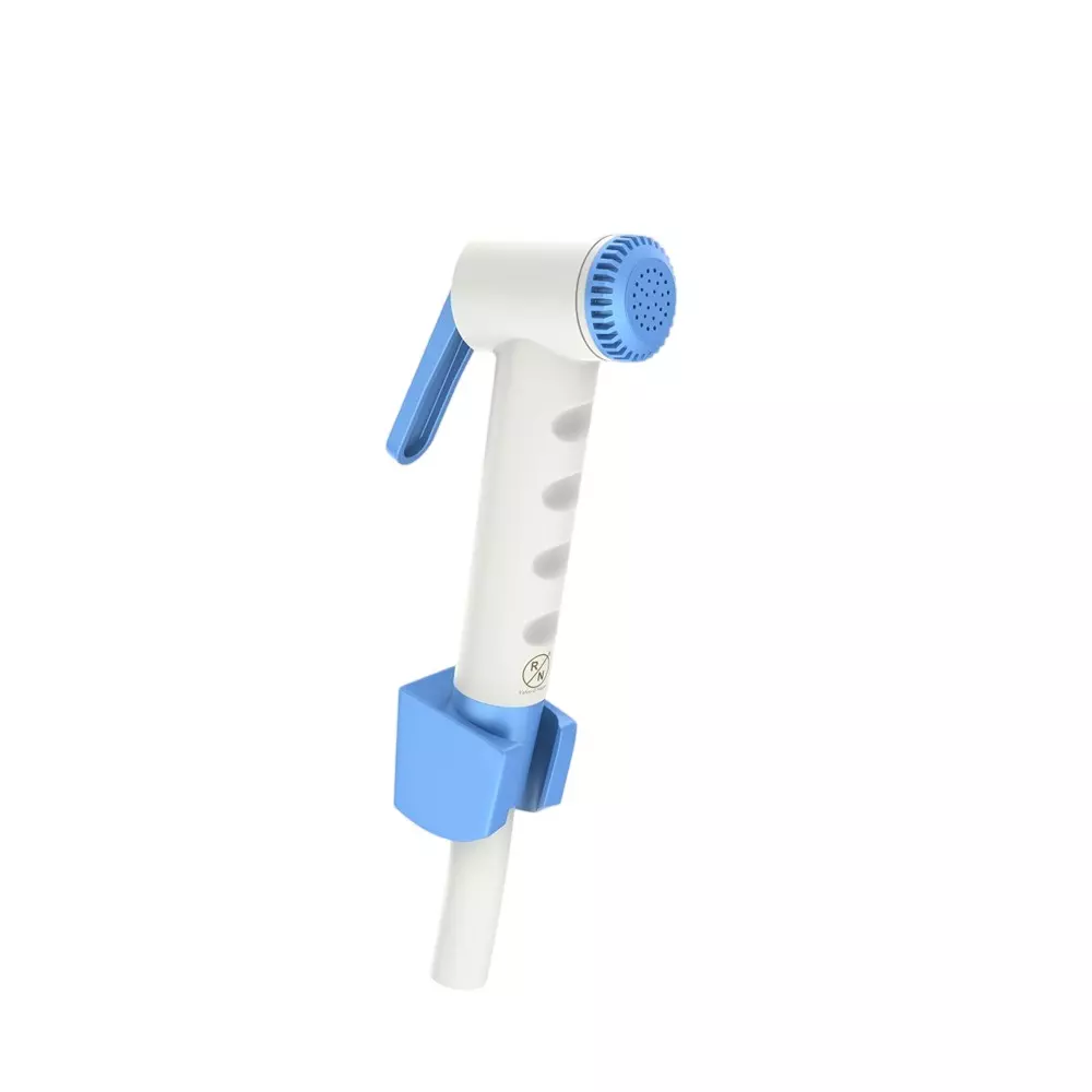 RN Health Faucet PTMT White & Blue with 1.25 m Shower Hose & Holder, RNHFS19A01