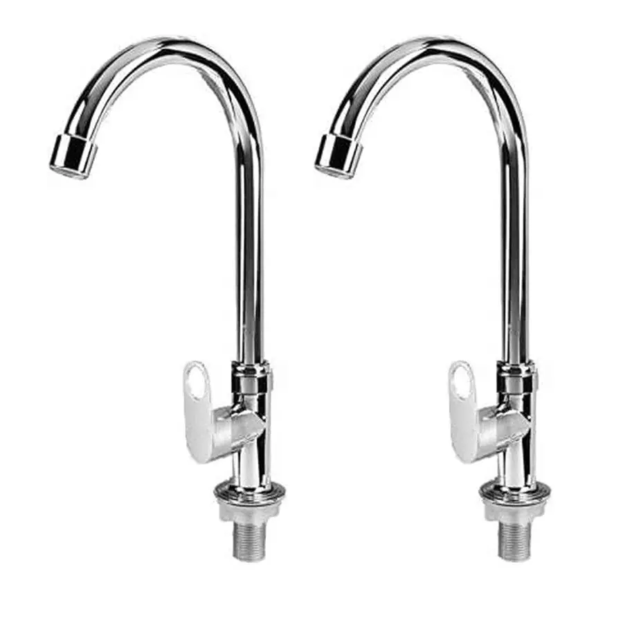 ALTURAS Max Stainless Steel Swan Neck Tap With Wall Flange (Pack of 2)