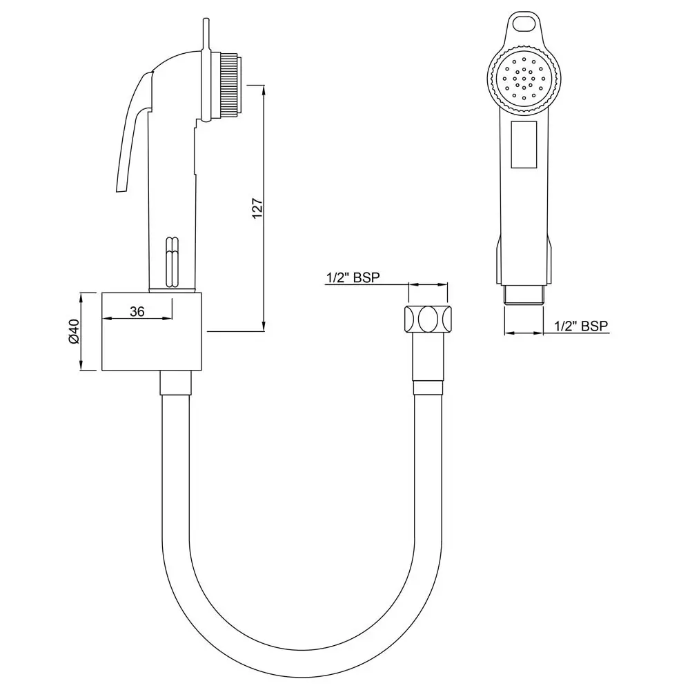 Essco by Jaquar Health Faucet ABS Body with 1 m Long Easy Flex Tube & Wall Hook, ALE-BLK-585