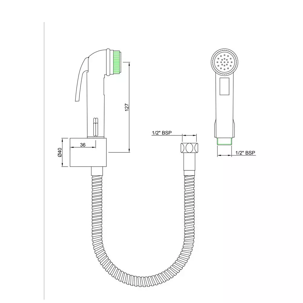 Essco by Jaquar Health Faucet ABS Body with 8 mm Diameter & 1 m Long Flexible Tube & Wall Hook, ALE-CHR-593