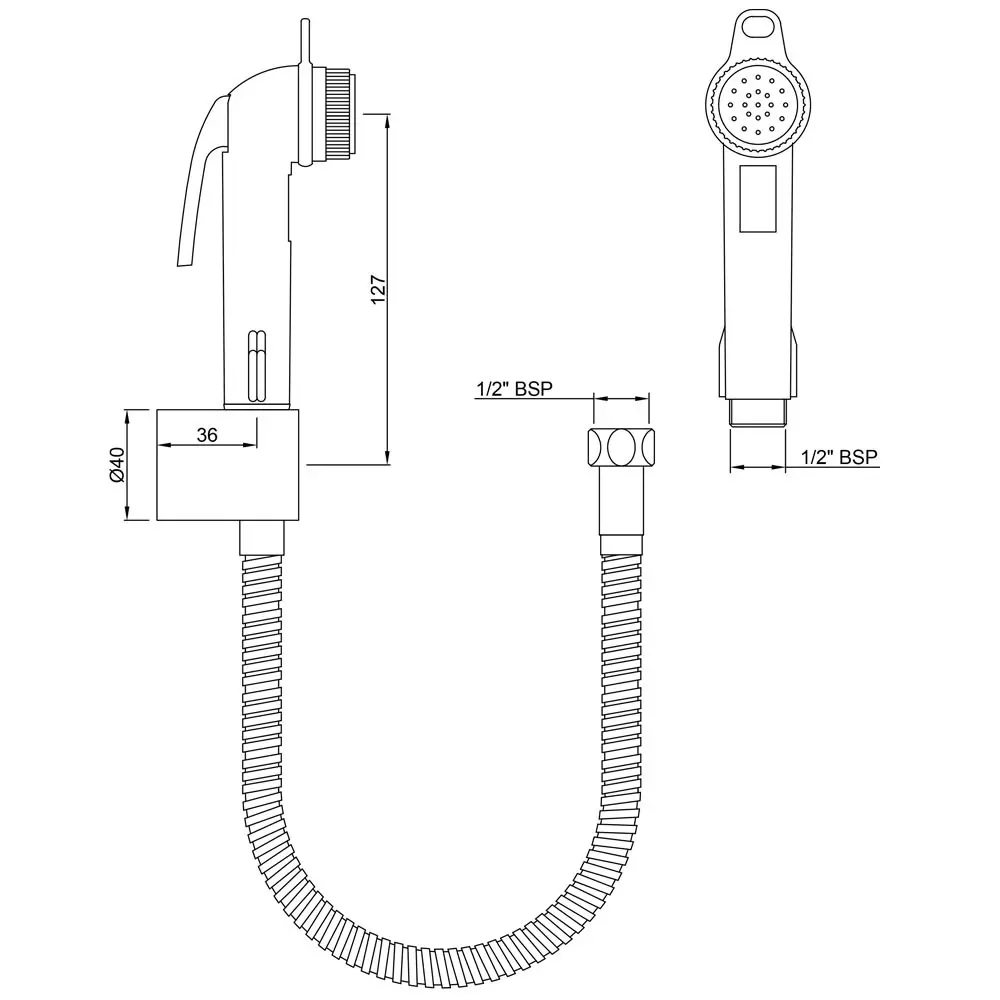 Essco by Jaquar Health Faucet ABS Body with 8 mm Diameter & 1.2 m Long Flexible Tube & Wall Hook, ALE-IVC-593