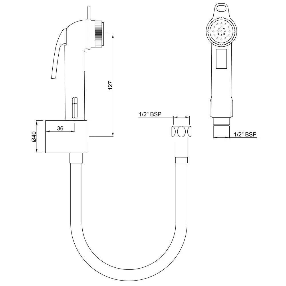 Essco by Jaquar Health Faucet ABS Body with 1.2 m Long PVC Tube & Wall Hook, ALE-IVY-583