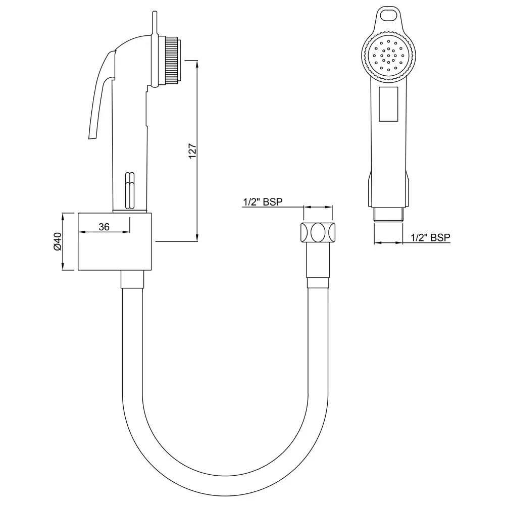 Essco by Jaquar Health Faucet ABS Body with 1 m Long Easy Flex Tube & Wall Hook, ALE-IVY-585