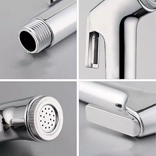 Luv Bath Health Faucet Gun Without Hose Pipe Ergonomic Design Chrome Finish Wall Mount ABS Plastic Silver