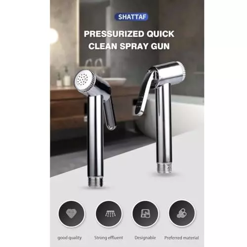 Luv Bath Jet Spray Gun Chrome Finish ABS Plastic Silver For Toilet, Bathroom & Personal Hygiene, GB112A