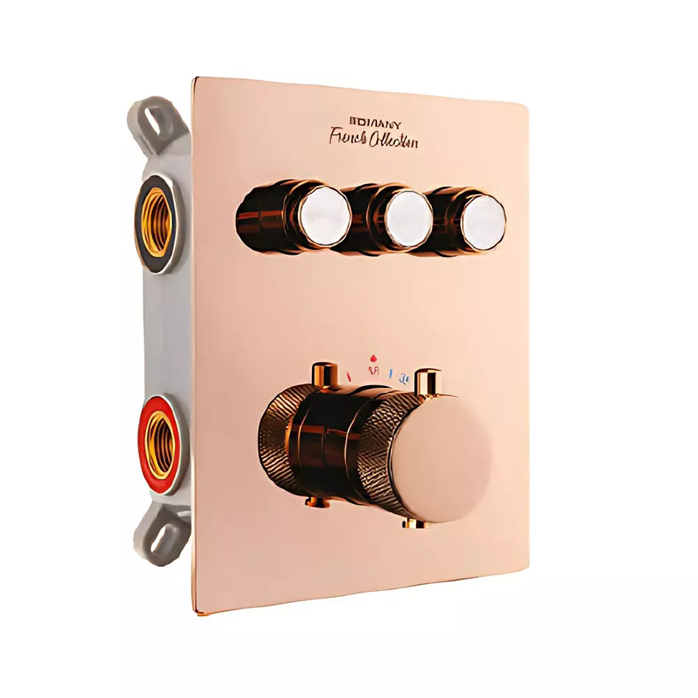 Somany Thermostatic Diverter French Collection Rose Gold Finish Metal Body Wall Mount, 272180050081