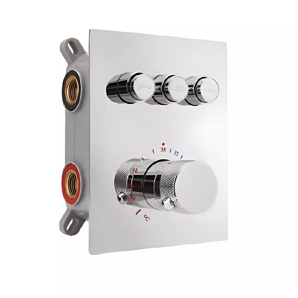 Somany Thermostatic Diverter French Collection Chrome Finish Metal Body Wall Mount, 272180050071