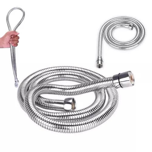 Luv Bath Shower Hose Pipe 1 m Hose Pipe Chrome Leak-Proof, Rust & Tangle-Free Stainless Steel Silver