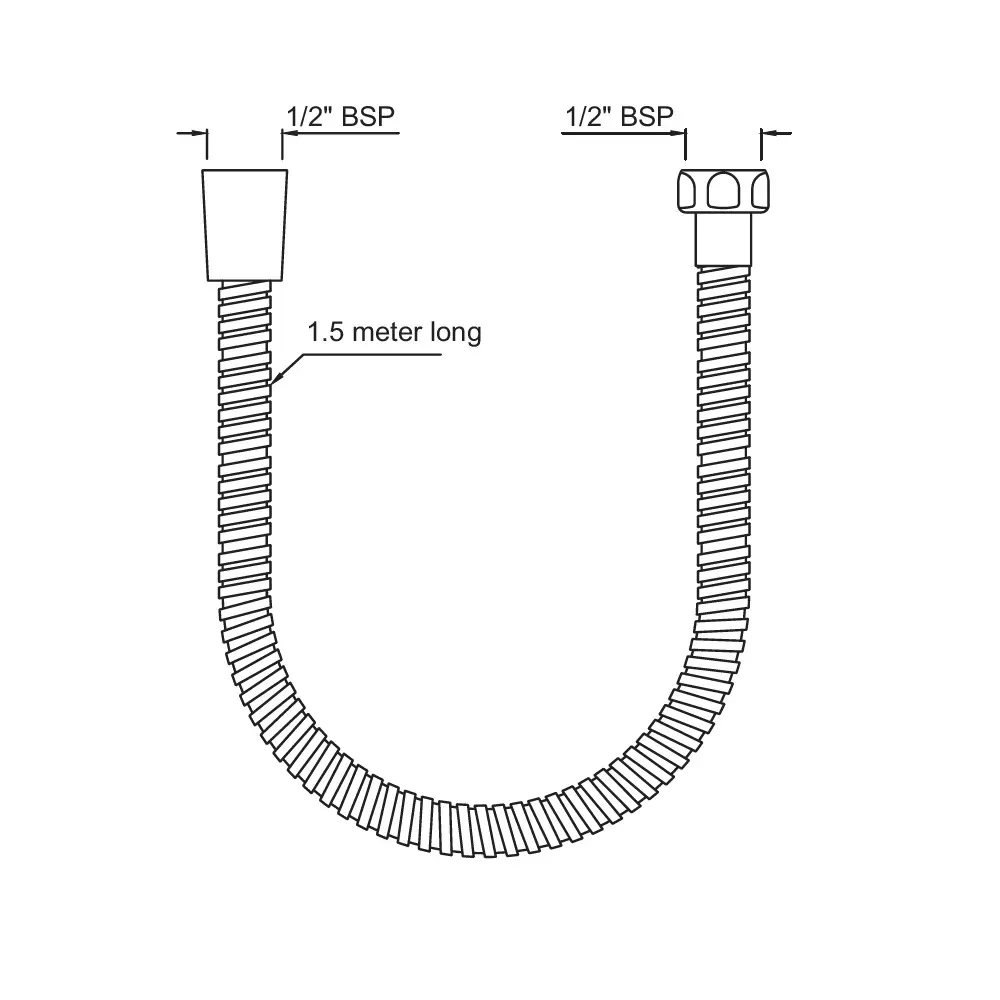 Essco by Jaquar Spirochrome Flex Tube 8 mm Diameter & 1.5 m Long with Nuts, SAE-547D8