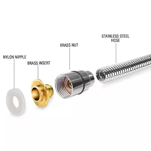 Luv Bath Shower Hose Pipe 1.5 m Hose Pipe Chrome Leak-Proof, Rust & Tangle-Free Stainless Steel Silver