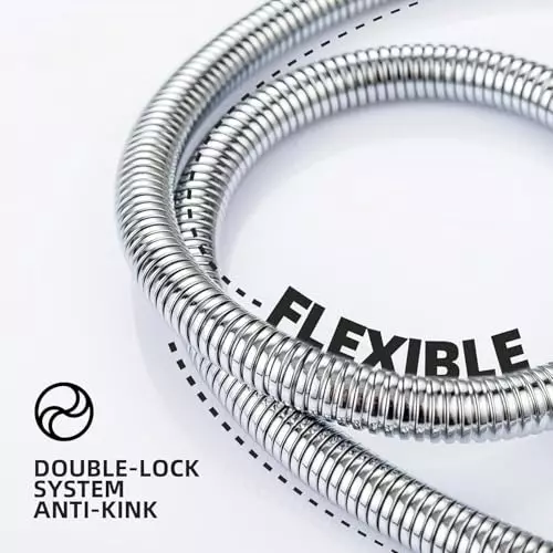 Luv Bath Shower Hose Pipe 1.5 m Hose Pipe Chrome Leak-Proof, Rust & Tangle-Free Stainless Steel Silver