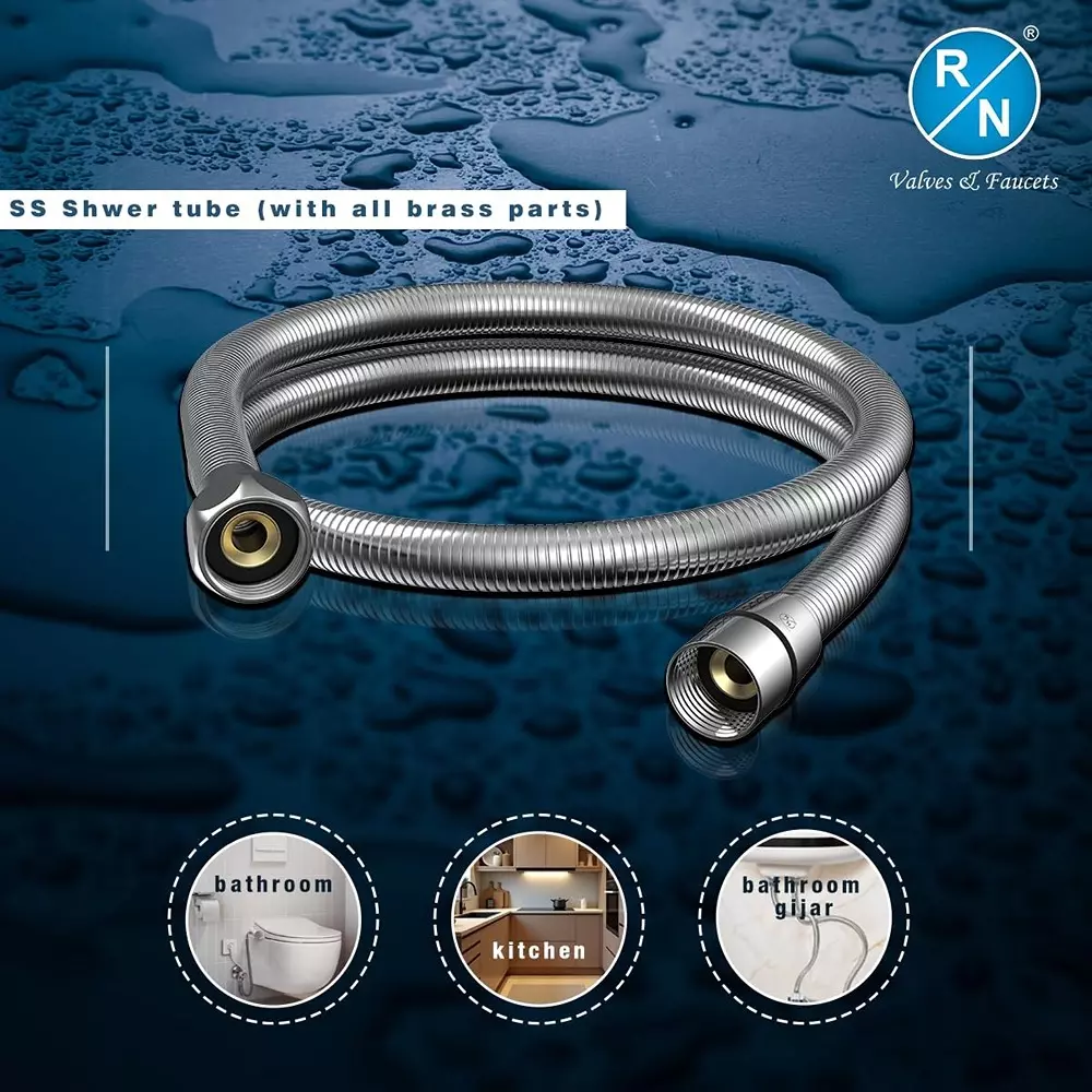 rn-shower-tube-with-all-brass-parts-silver-stainless-steel-1-m-length-rnsh610010-pack-of-100-pcs