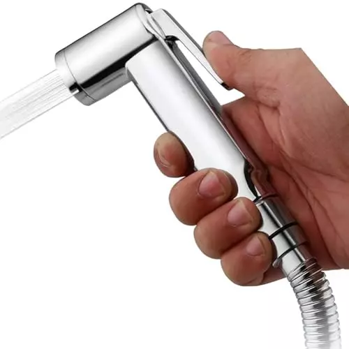 Luv Bath Jet Spray Gun 1 m Hose Pipe Polished High Pressure Stainless Steel Silver, LB162A