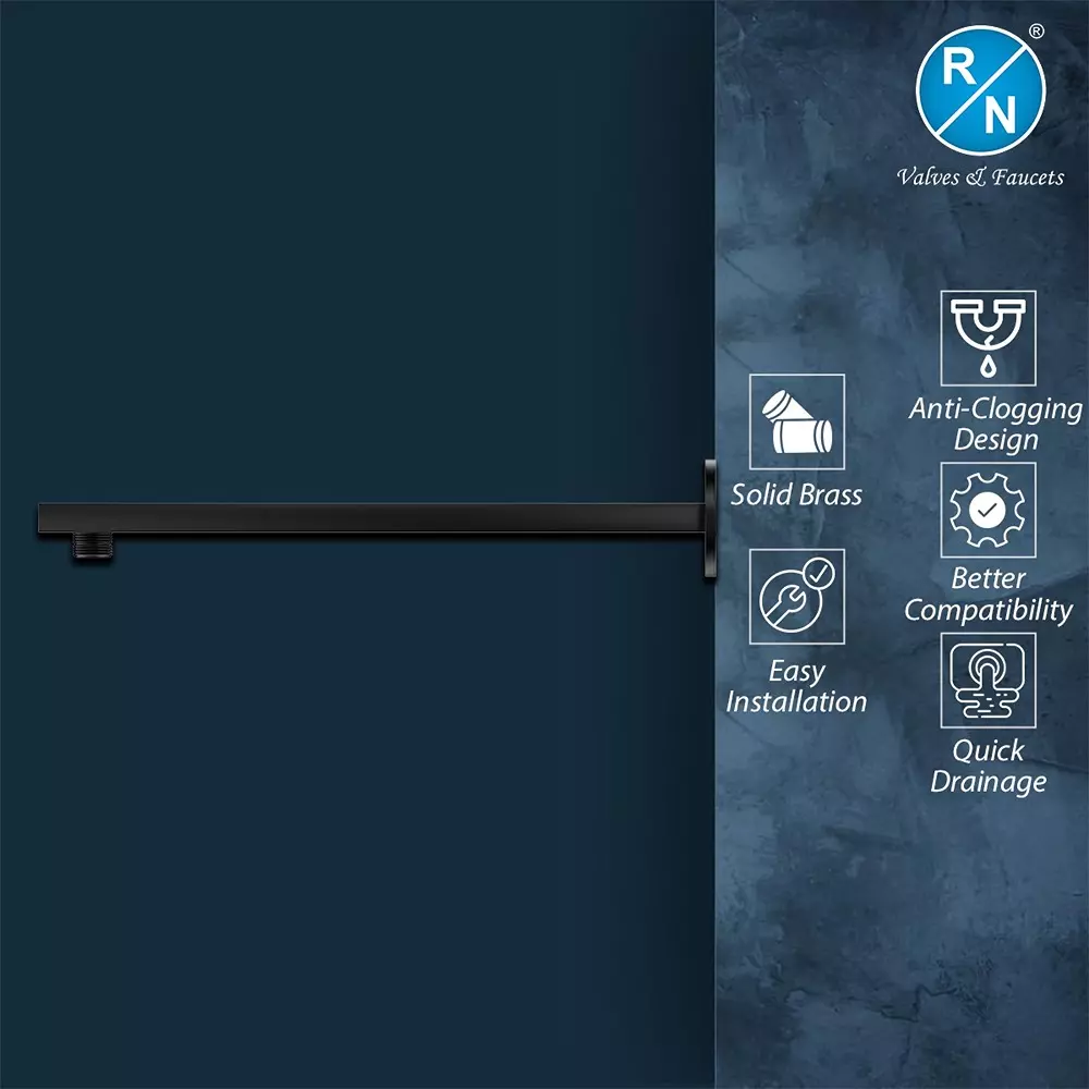 rn-shower-arm-black-chrome-rectangular-stainless-steel-black-4572-cm-18-inch-rn202b0118-pack-of-60-pcs