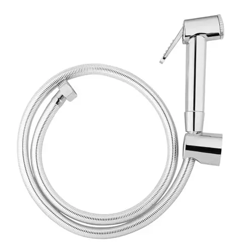 Luv Bath Jet Spray Gun 1 m Hose Pipe Polished High Pressure Stainless Steel Silver, GB112A