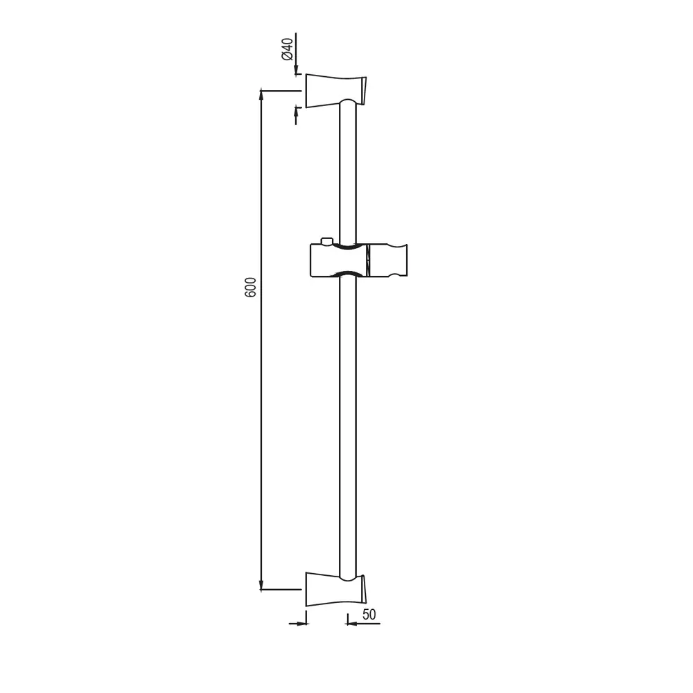 Essco by Jaquar Sliding Rail 19 mm Diameter & 600 mm Long Round Shape with Hand Shower Holder, SAE-1197N