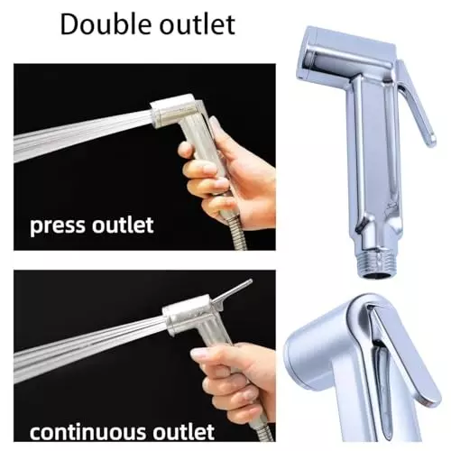 Luv Bath Jet Spray Gun Chrome High Pressure Ergonomic Design ABS Plastic Silver, LB162A