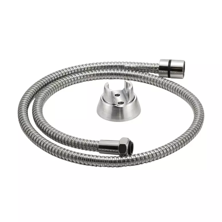 PLUMBER Ecoline Series 1.5 m Flexible Metal Tube & Holder Wall Mounted and Chrome Finish, EFT-415SS