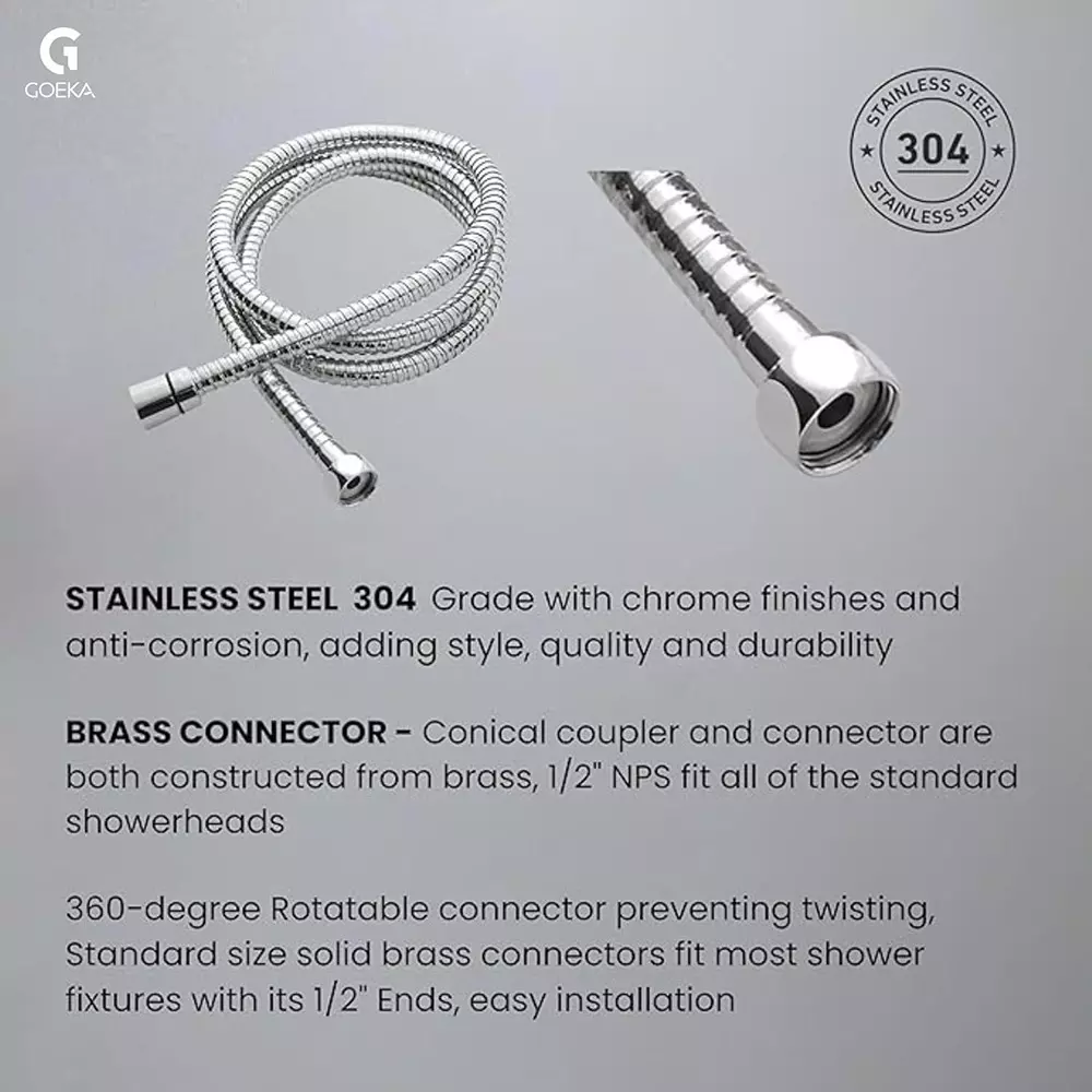 Goeka 4 Inch (10.16 cm) Oval ABS PLUTO Hand Shower Single (1) Function Mode Silver Color for Bathrooms