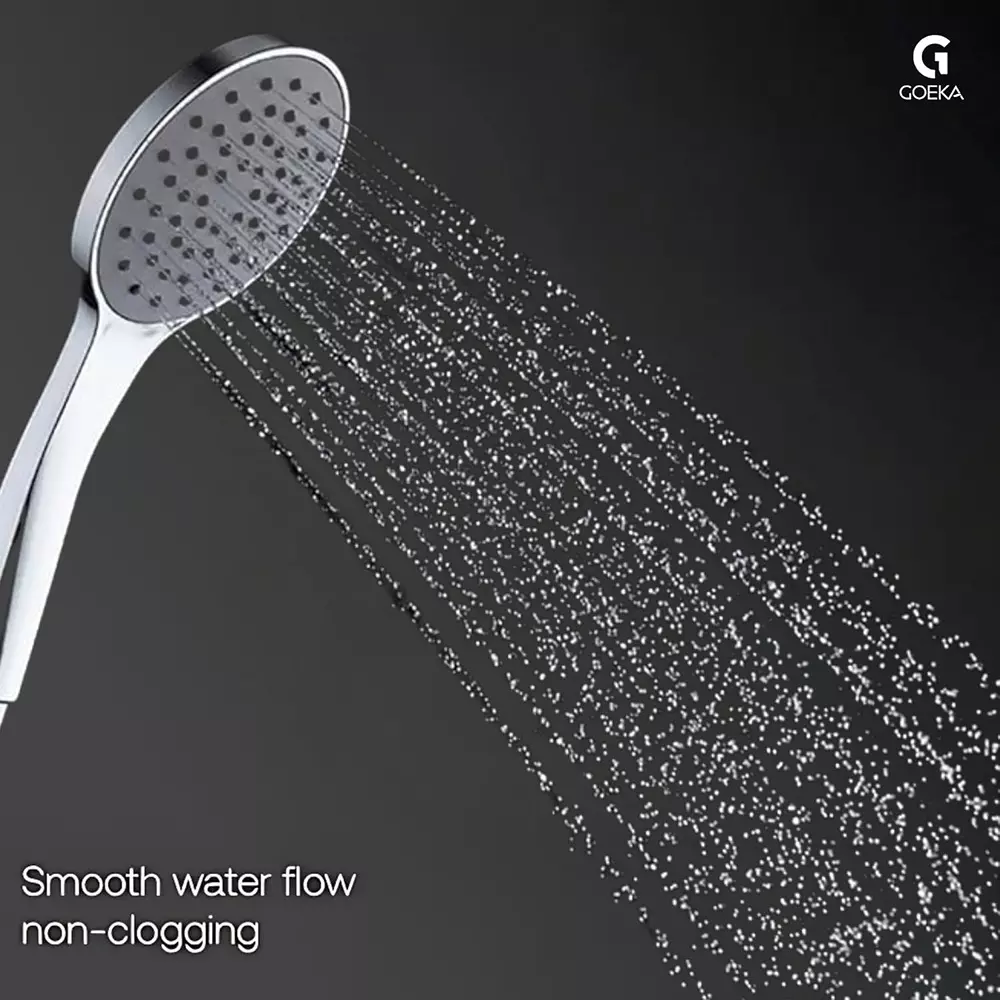 Goeka 4 Inch (10.16 cm) Oval ABS PLUTO Hand Shower Single (1) Function Mode Silver Color for Bathrooms