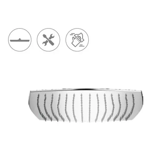 CASLLA Over Head Shower Curve 4 inch (100 mm) Square ABS Silver Wall Mount, OHS-CE-4X4