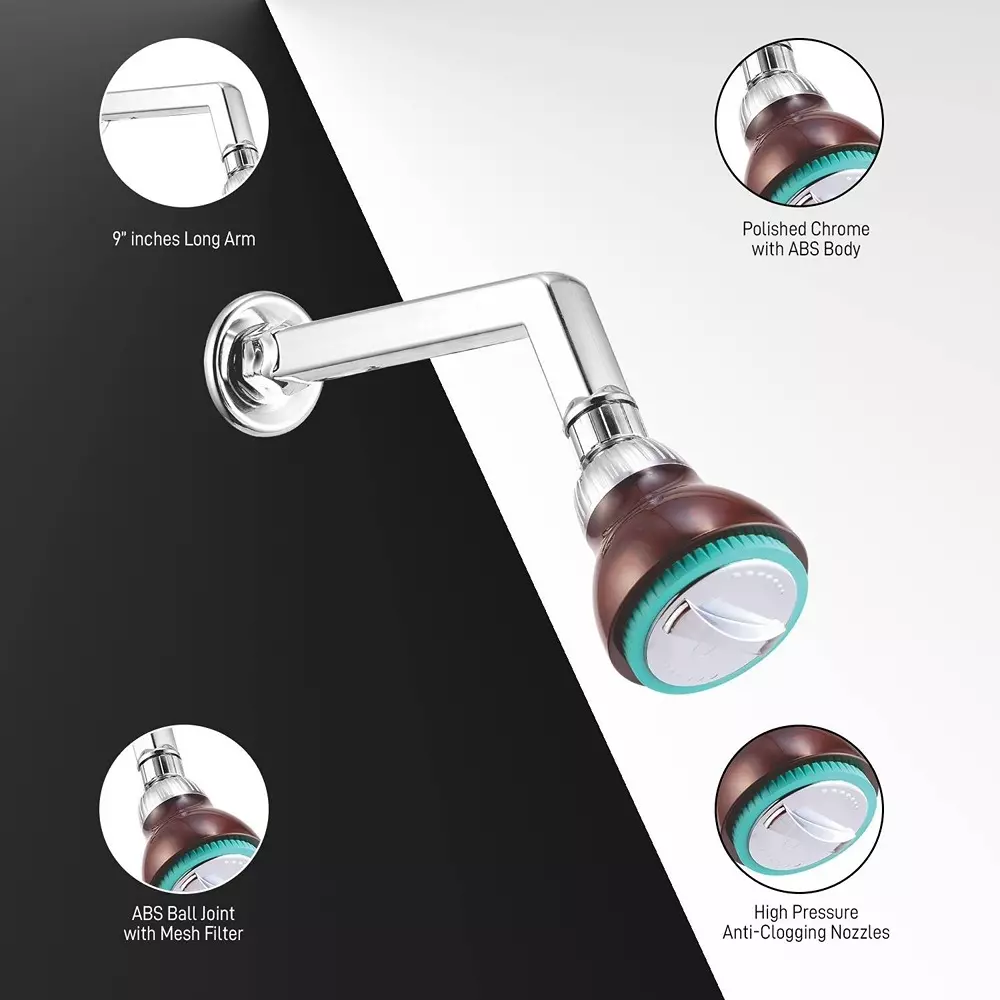 Sparsh Pearl Overhead Shower 3 inch (75 mm) Steel Plastic Chrome Finish, SHP-527