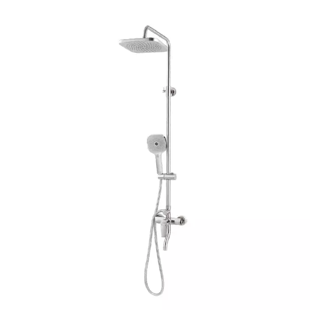 Somany Shower Column 200 mm Square Shape Metal Body Silver Color Wall Mount, 272221110071