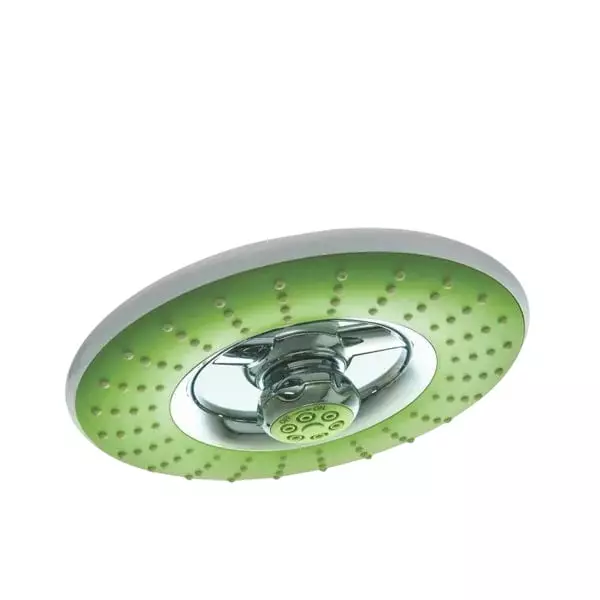 PLUMBER TRIA 2-Flow Overhead Rain Shower Silver (with Green Face Plate) 220 mm without Shower Arm & Wall Flange, TST-9001GW