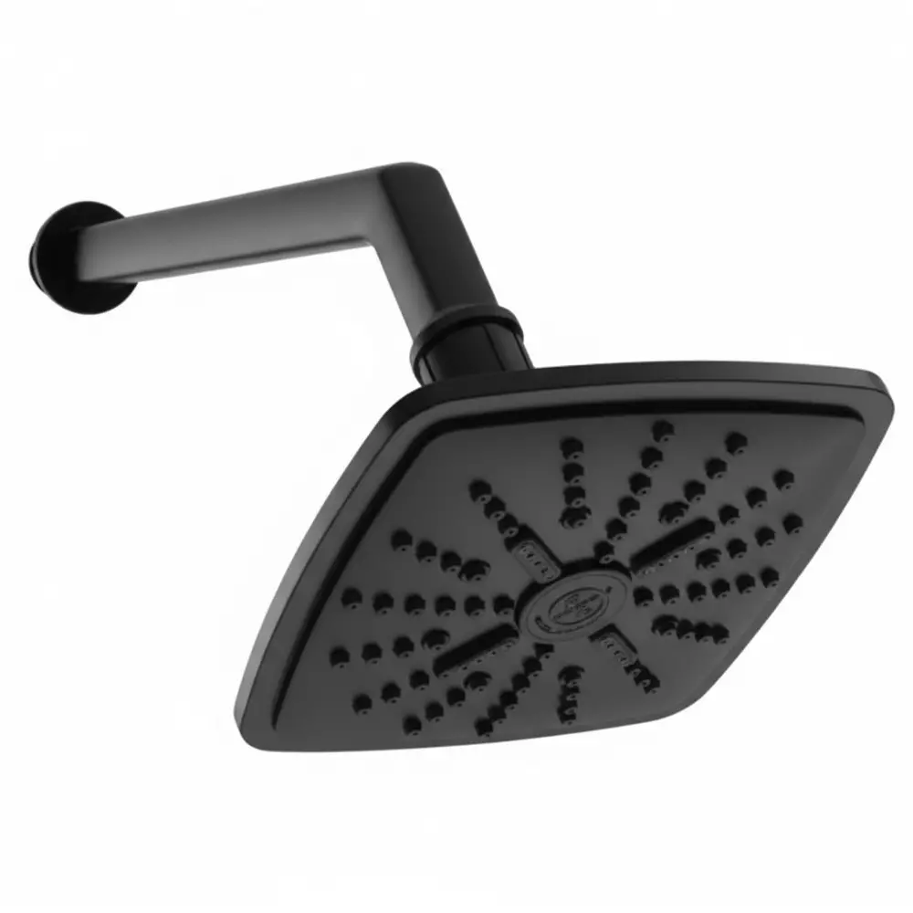 RN Overhead Shower Black PTMT Square Shape 130x130 mm with 305 mm (12 inch) Arm, RNPTS28G14