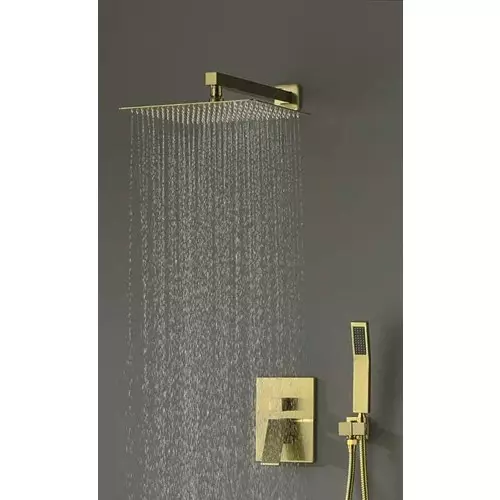 Aquieen 8x8 inch Square ABS Gold Wall Mount Overhead Shower, AQN 656