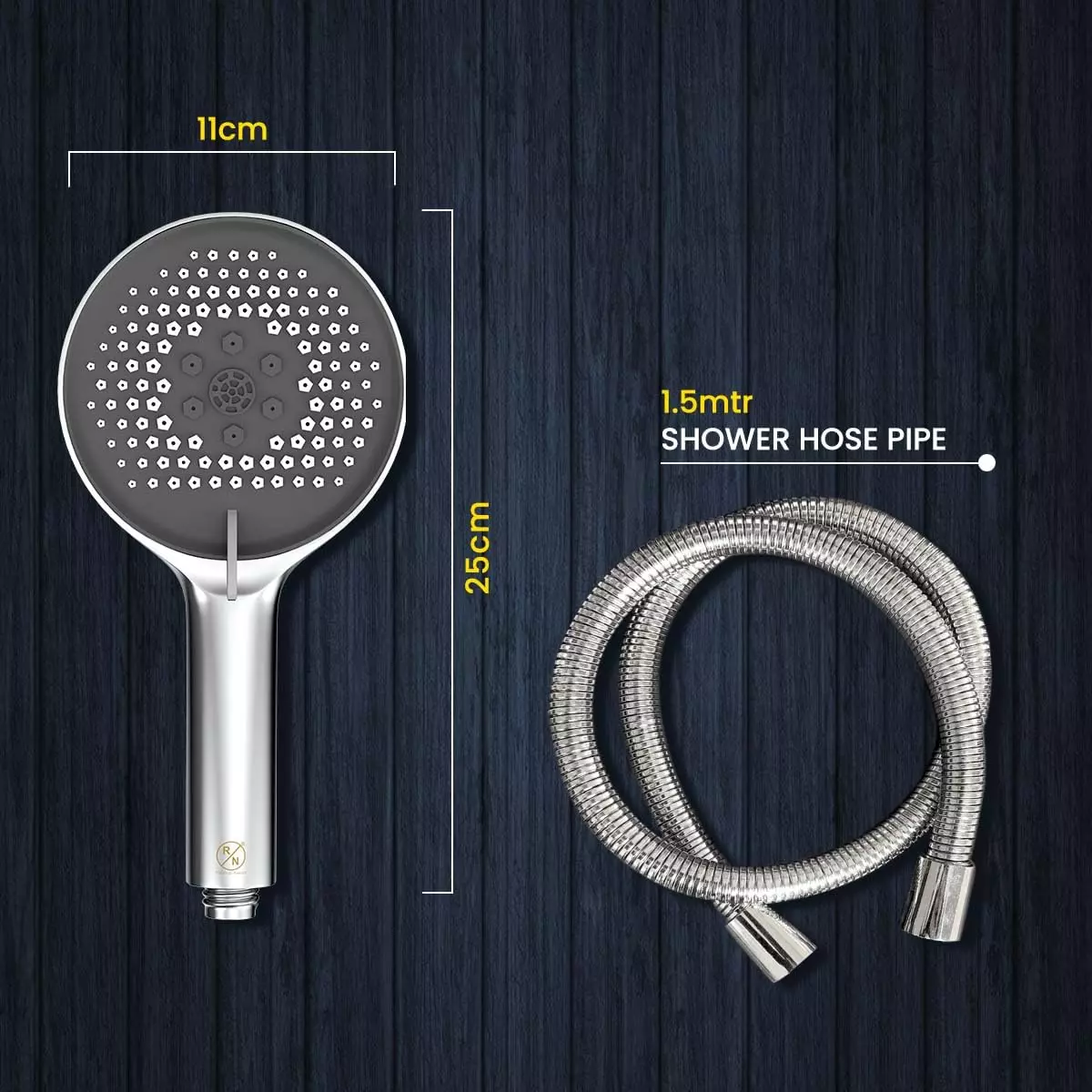 RN 110 mm (4.33 inch) ABS Silver Wall Mount Hand Shower Set with 1.5 m Hose, RNHSBS6963
