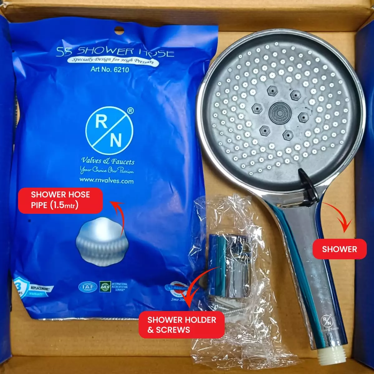 RN 110 mm (4.33 inch) ABS Silver Wall Mount Hand Shower Set with 1.5 m Hose, RNHSBS6963