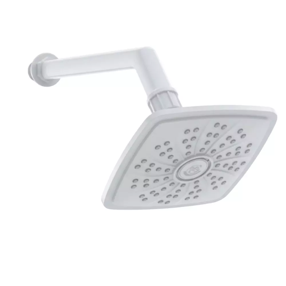 RN Overhead Shower White PTMT Square Shape 130x130 mm with 305 mm (12 inch) Arm, RNPTS18B11