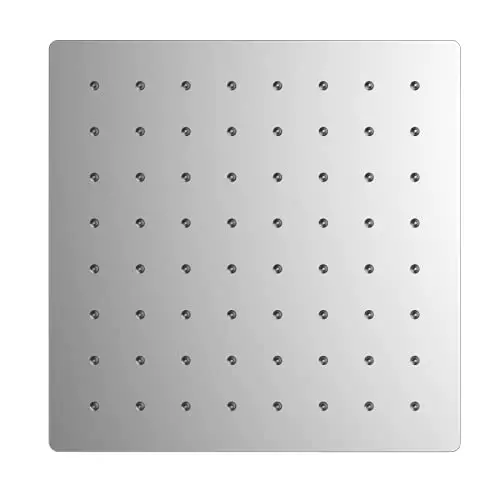 RN Zara 200x200 mm Square Stainless Steel Silver Wall Mount Seamless Edges Overhead Shower Without Arm, RN6551200R