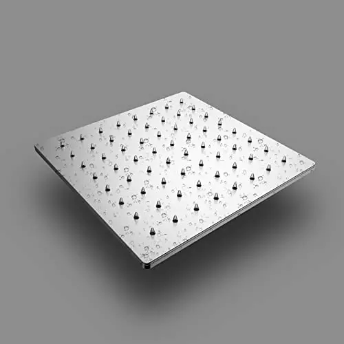 RN Zara 200x200 mm Square Stainless Steel Silver Wall Mount Seamless Edges Overhead Shower Without Arm, RN6551200R