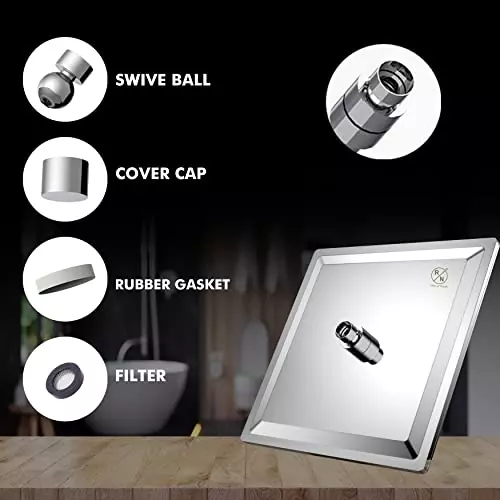 RN Zara 200x200 mm Square Stainless Steel Silver Wall Mount Seamless Edges Overhead Shower Without Arm, RN6551200R
