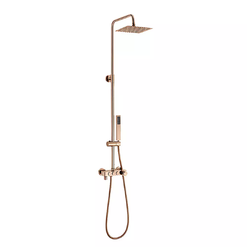 Somany Diamante Shower Column Full Set French Collection Rose Gold Metal Wall Mount Size 200 mm, 272221380021