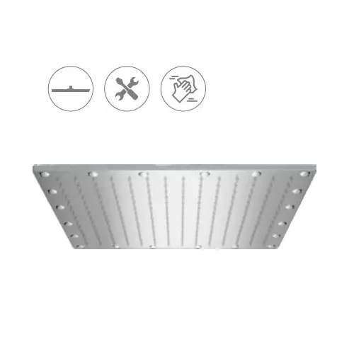 CASLLA Over Head Shower Sandwich 4 inch (100 mm) Square ABS Silver Wall Mount, OHS-SW-4X4