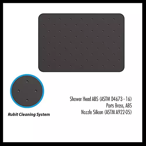 RN 250X170 mm ABS Black Wall Mount Overhead Shower Without Arm, RNOS707115