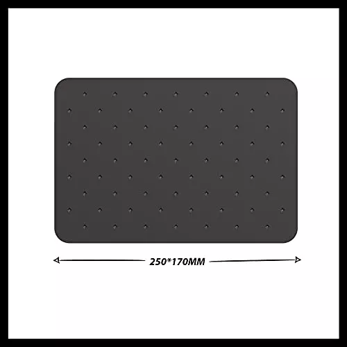 RN 250X170 mm ABS Black Wall Mount Overhead Shower Without Arm, RNOS707115
