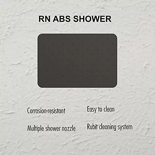 RN 250X170 mm ABS Black Wall Mount Overhead Shower Without Arm, RNOS707115