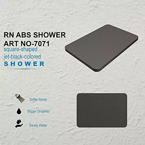 RN 250X170 mm ABS Black Wall Mount Overhead Shower Without Arm, RNOS707115