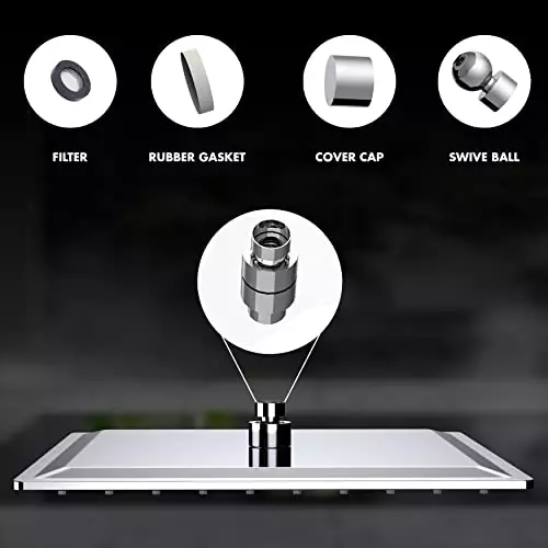RN Venice 200 mm (8 inch) Stainless Steel Silver Wall Mount Overhead Shower Without Arm, RN65010200