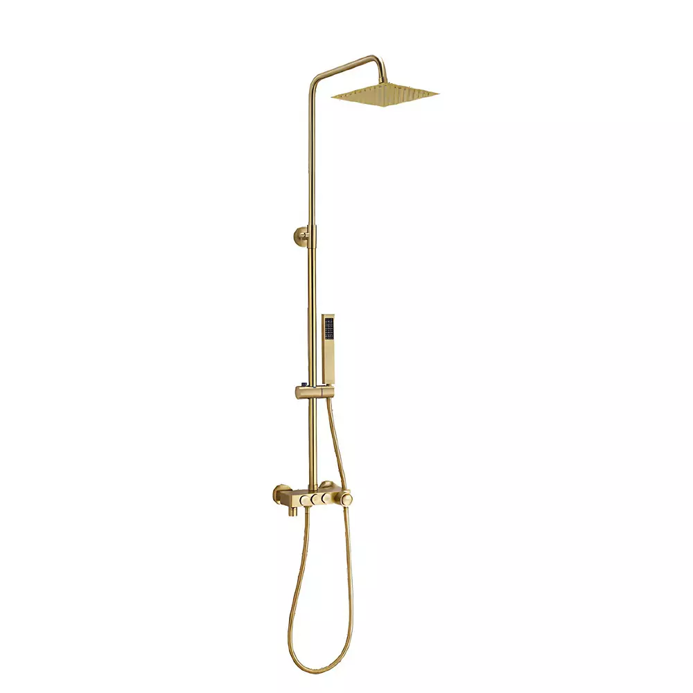 Somany Diamante Shower Column Full Set French Collection Brushed Gold Metal Wall Mount Size 200 mm, 272221380031