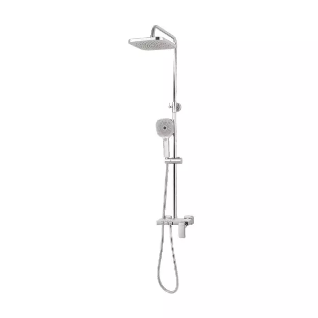 Somany Shower Column 200 mm Square Shape Metal Body Silver Color Wall Mount, 272220270031