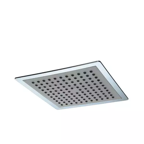 PLUMBER SLIM Single Flow Overhead Rain Shower Silver (with Grey Face Plate) 225x225 mm without Shower Arm & Wall Flange, SLM-8000W