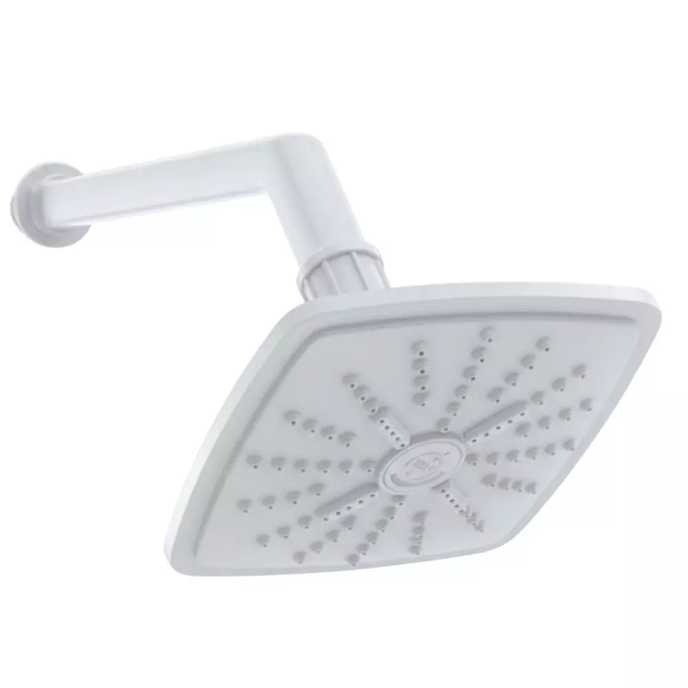 RN Overhead Shower White PTMT Square Shape 130x130 mm with 305 mm (12 inch) Arm, RNPTS18B14
