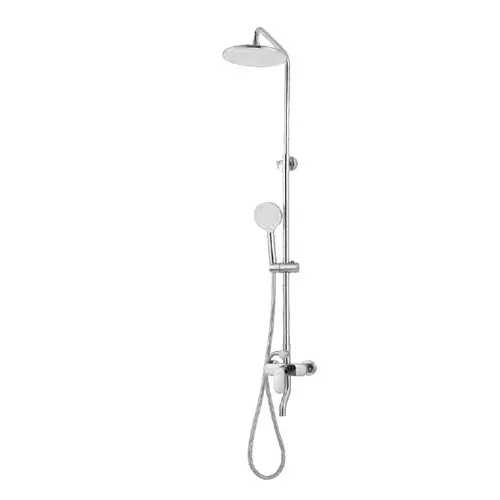 Somany Shower Column 200 mm Round Shape Metal Body Silver Color Wall Mount, 272221140161