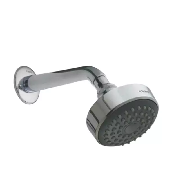 PLUMBER GOAL Single Flow Overhead Shower 100 mm (with Antilime Jets) with Pipe Shower Arm & Wall Flange, ITP-2401N