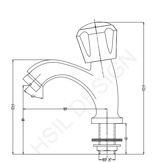 Hindware Contessa Neo Pillar Cock (Long Neck) Bathroom Faucet F730002